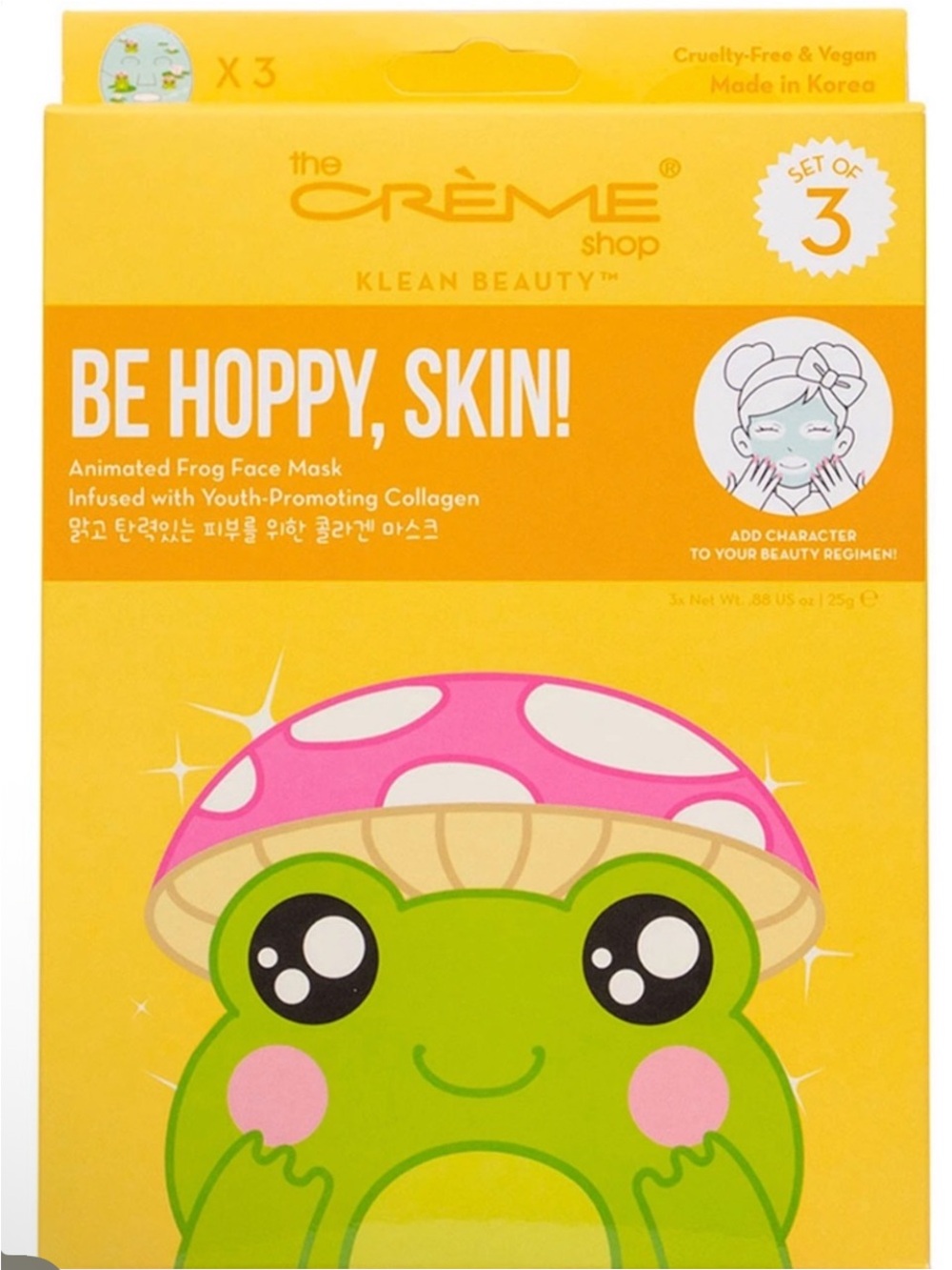 The Crème Shop Be Hoppy, Skin! Frog Face Mask - Pink & Green (Set of 3)